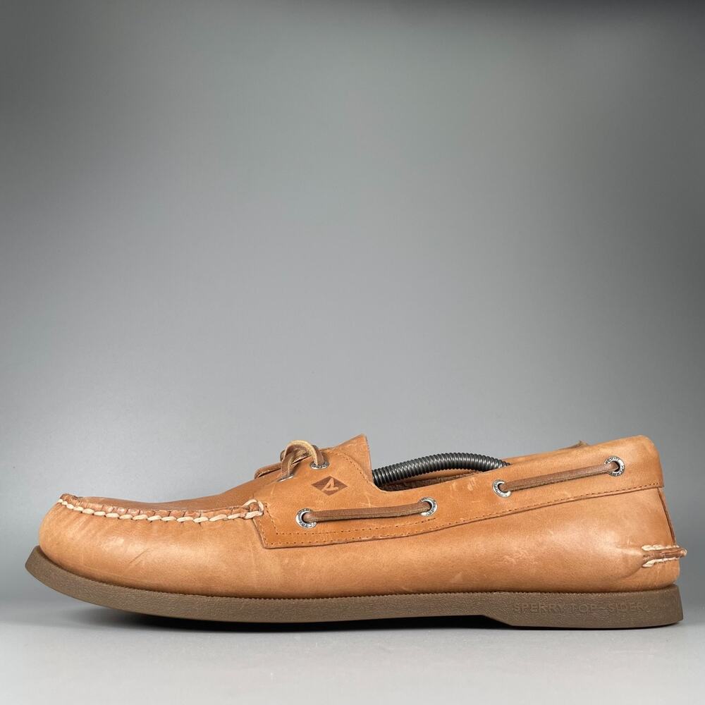 Sperry Men's Size 14 M Brown Leather Two Eye Boat Shoes Casual Loafers Lace Up